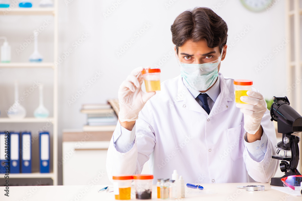 Young handsome chemist working in the lab Young handsome chemist working in the lab