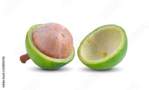 macadamia nuts isolated on white background.