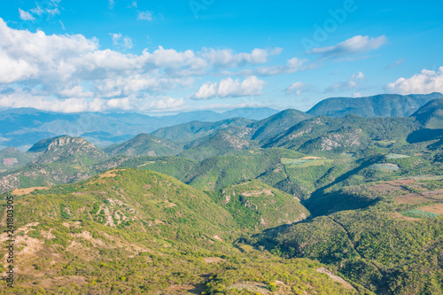 The incredible view from the petrified waterfalls of Hierve el Agua in Oaxaca, Mexico