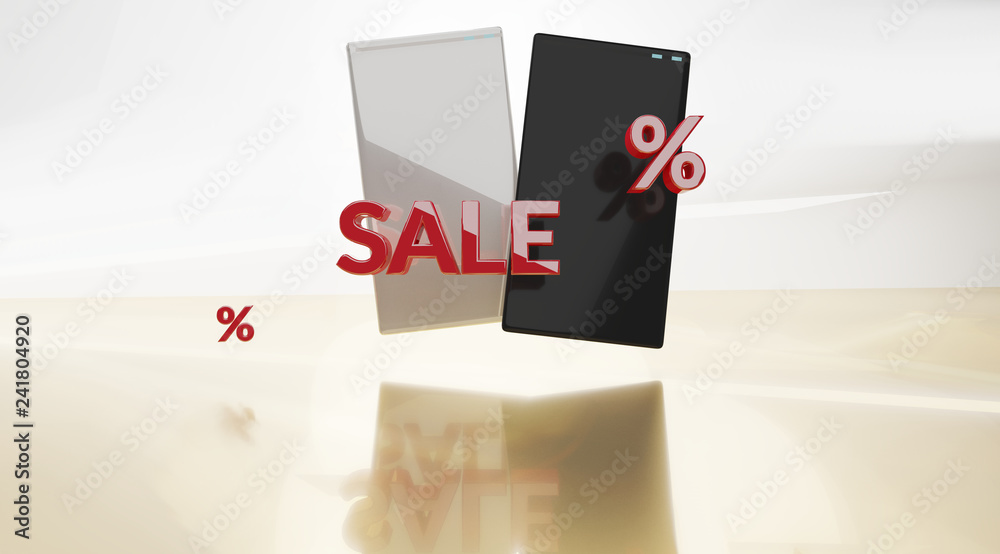sale mobile phone 3d-illustration sale mobile phone 3d-illustration
