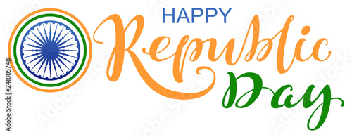 India Happy republic day lettering text for greeting card
