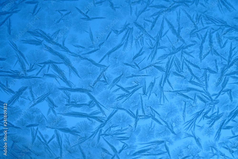 Fototapeta premium frost crystal on window glass in winter season