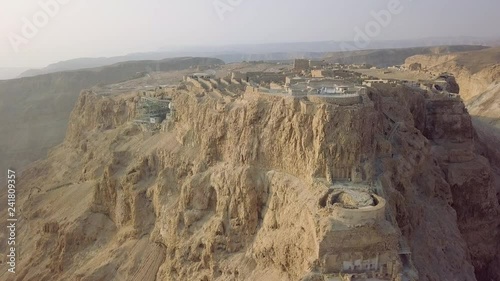 Flying up at ancient remains of masada