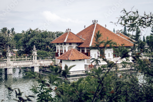 View of Taman Ujung water palace on Bali island, Indonesia.