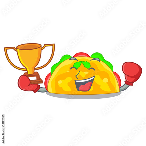 Boxing winner omelatte fried isolated on the mascot