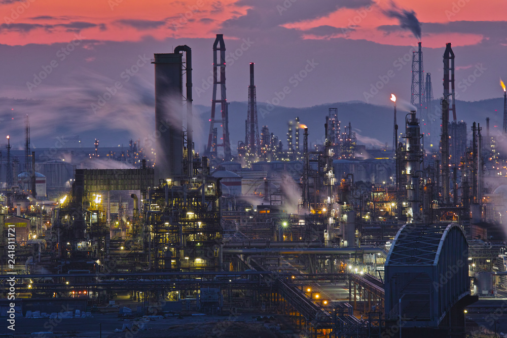 Fototapeta premium Wieczorny widok fabryki Mizushima