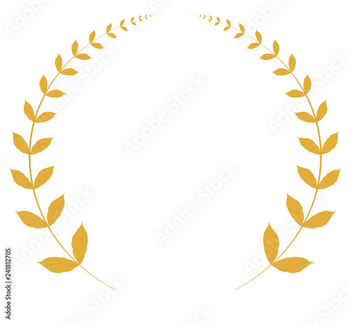 Fotografie, Tablou couronne de feuilles d'or, fond blanc