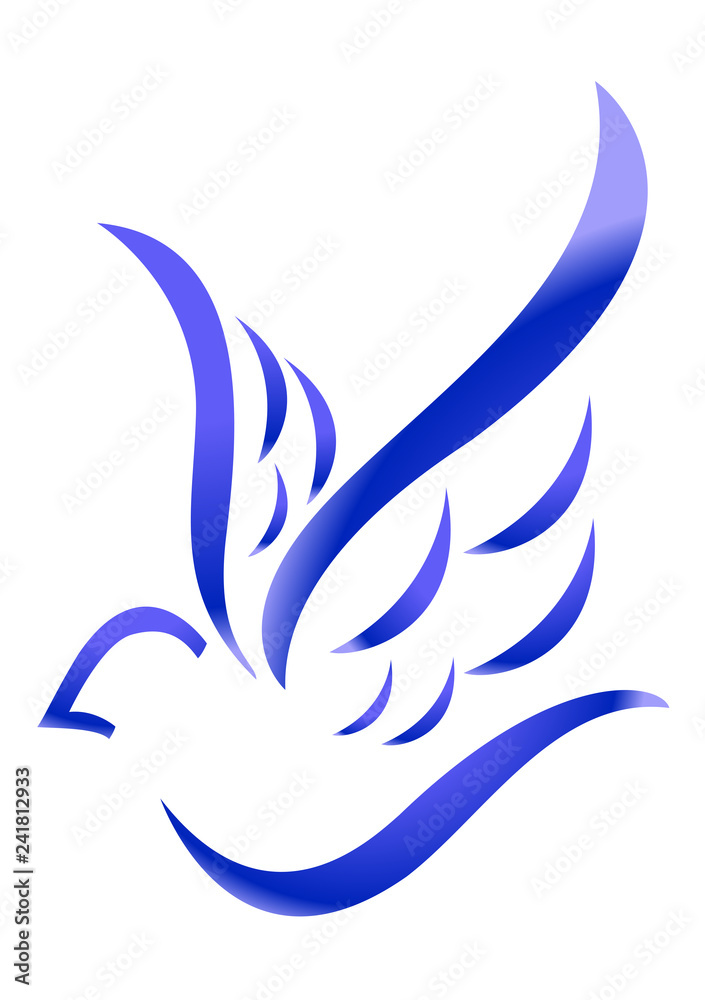 Blue bird on white background. Abstract vector symbol Blue bird on white background. Abstract vector symbol