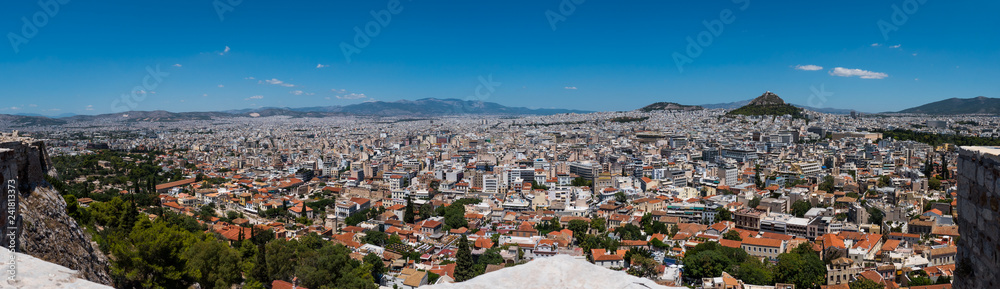 Athens, Greece to the north. Panorama taken from the Acropolis.