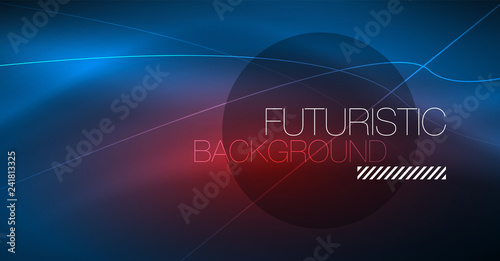 Neon glowing magic background, neon banner, night sky wallpaper. Magic light effect. Christmas abstract pattern.
