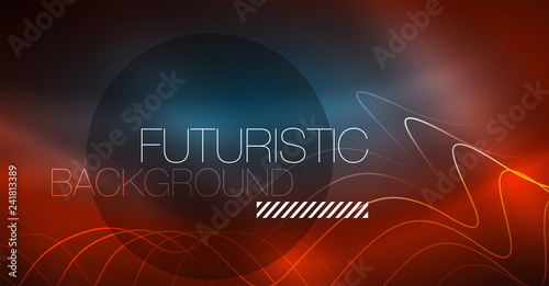 Neon lines wave background. Abstract composition