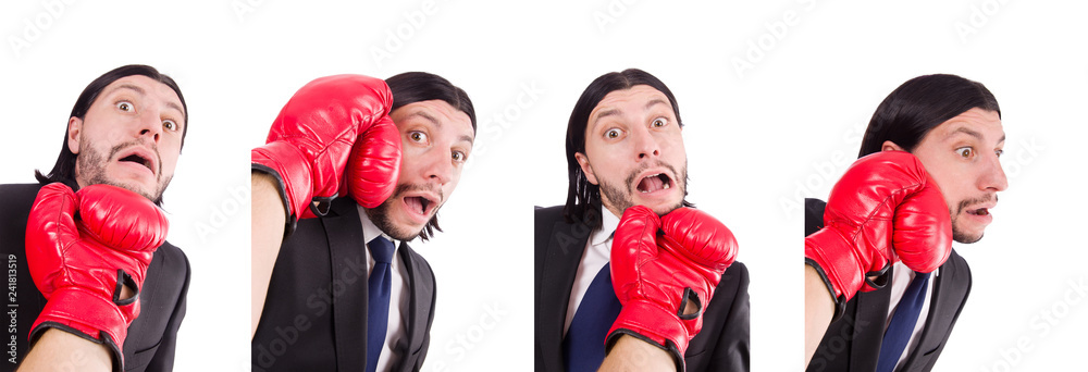 Businessman boxer isolated on the white Businessman boxer isolated on the white