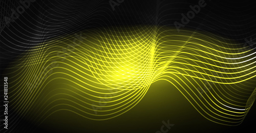 Neon lines wave background. Abstract composition