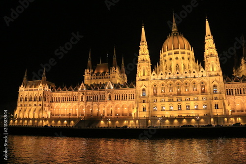 Hungarian parliament in Budapest by night