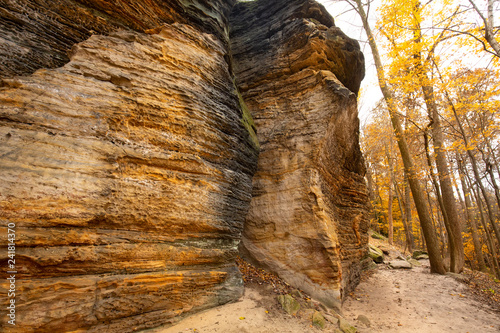 Sedimentary rock of Ritchie Ledges in Cuyahoga Valley National Park.