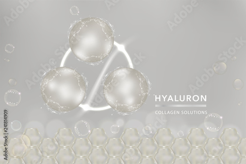Collagen element, cosmetic advertising background ready to use, luxury skin care ad, vector illustration.