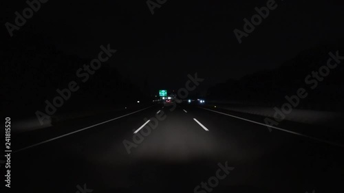 移動映像　夜間の伊勢湾岸自動車道-豊田付近/愛知県-日本