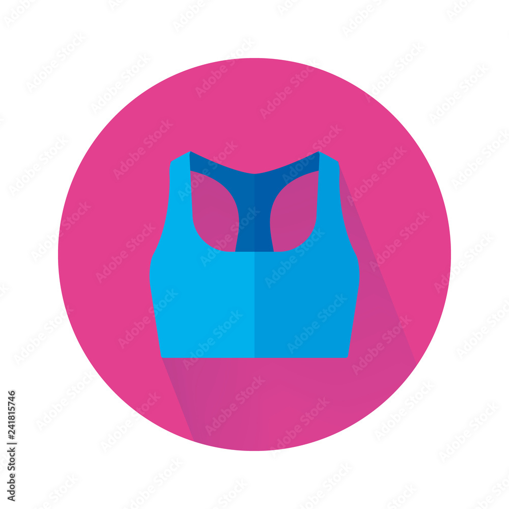 Icon of sport bra in flat style. Woman underwear for sport, yoga and training.