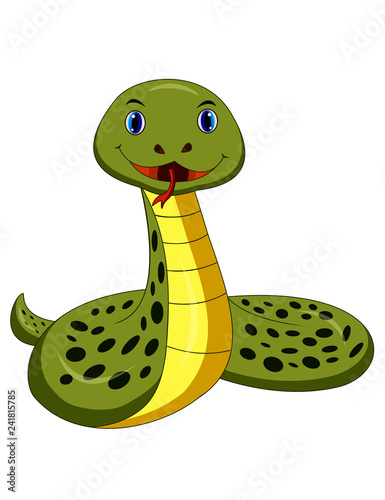 Cartoon happy snake isolated on white background