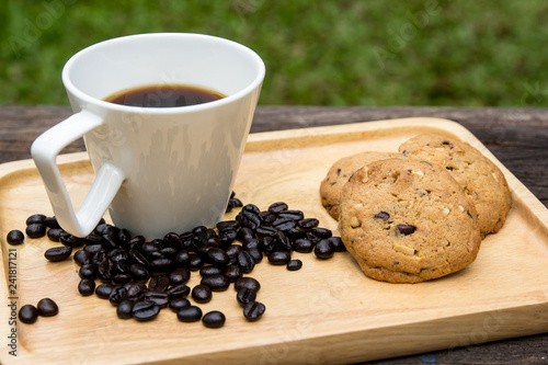 chocolate cashew nut Cookie with coffee