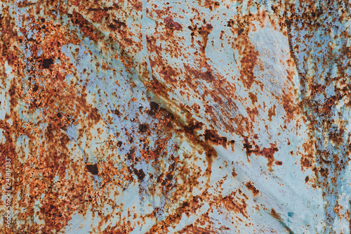rusty old metal texture with corrosion and blue paint