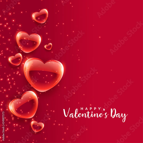 red bubble hearts floating valentines day background