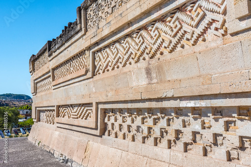 The ancient Grecas of the incredible Archaeological Site of Mitla in Oaxaca Mexico photo