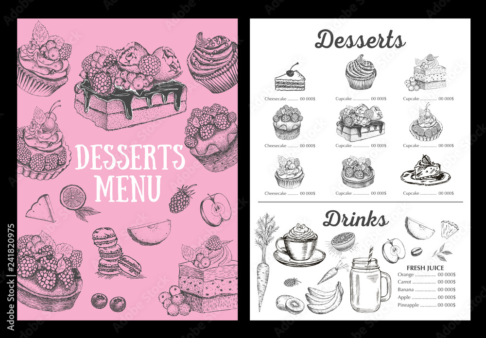Restaurant cafe menu, template design. 