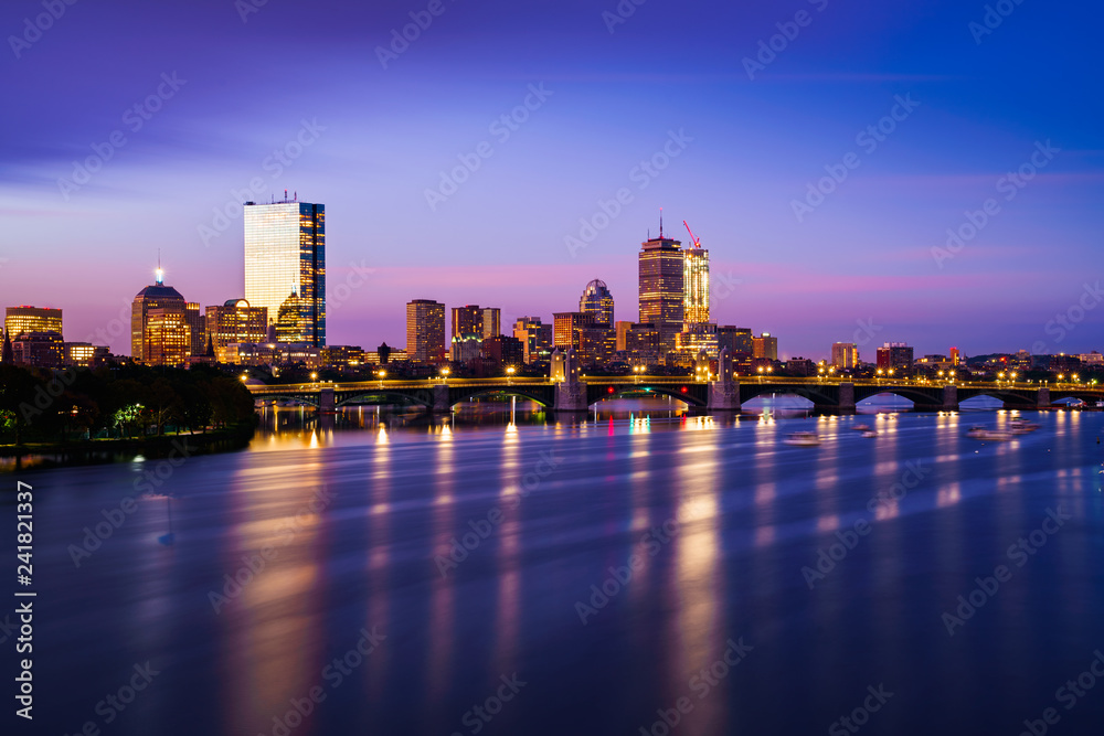 Bridge in boston city and Boston city skyline, Boston Massachusetts USA