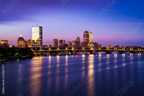 Bridge in boston city and Boston city skyline, Boston Massachusetts USA photo