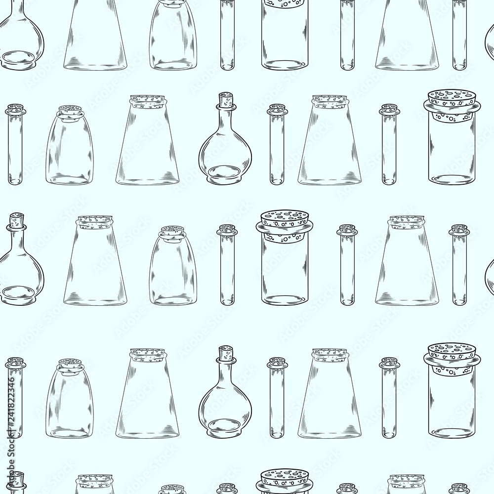 Empty bottles in a row seamless pattern Empty bottles in a row seamless pattern