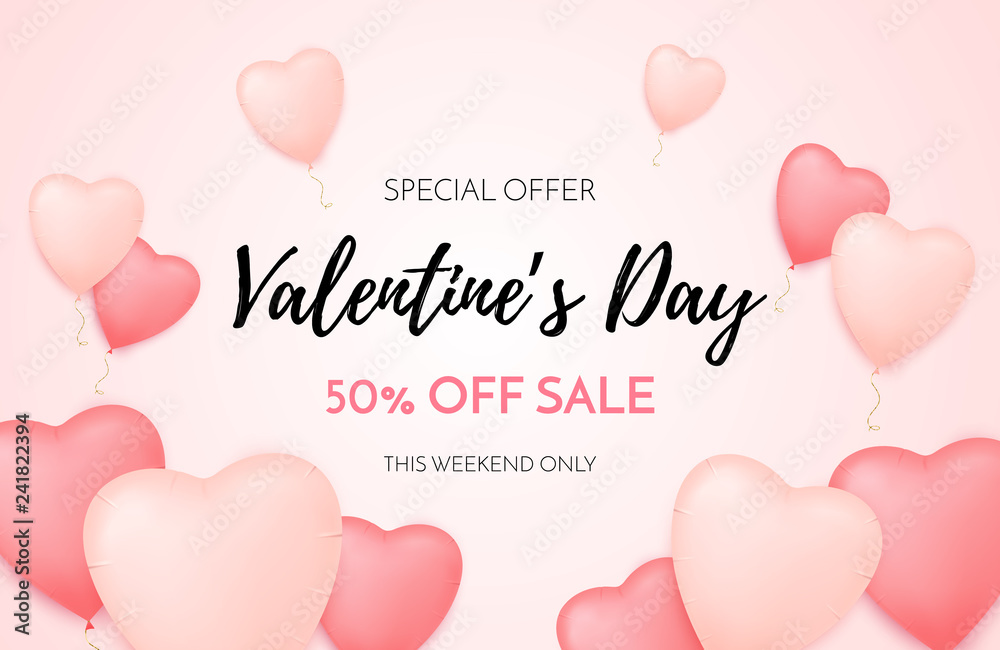 Valentines day sale background. Discount offer.