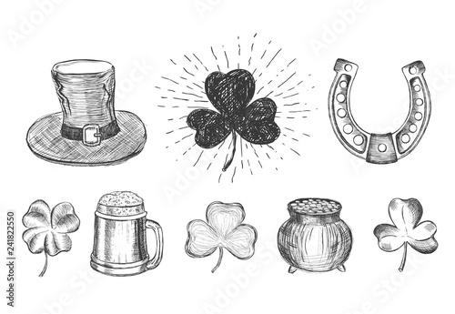 St. Patrick's Day set. Hand drawn illustrations 