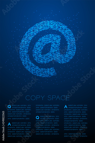 Abstract Geometric Bokeh circle dot pixel pattern At sign icon, Online concept design blue color illustration isolated on blue gradient background with copy space, vector