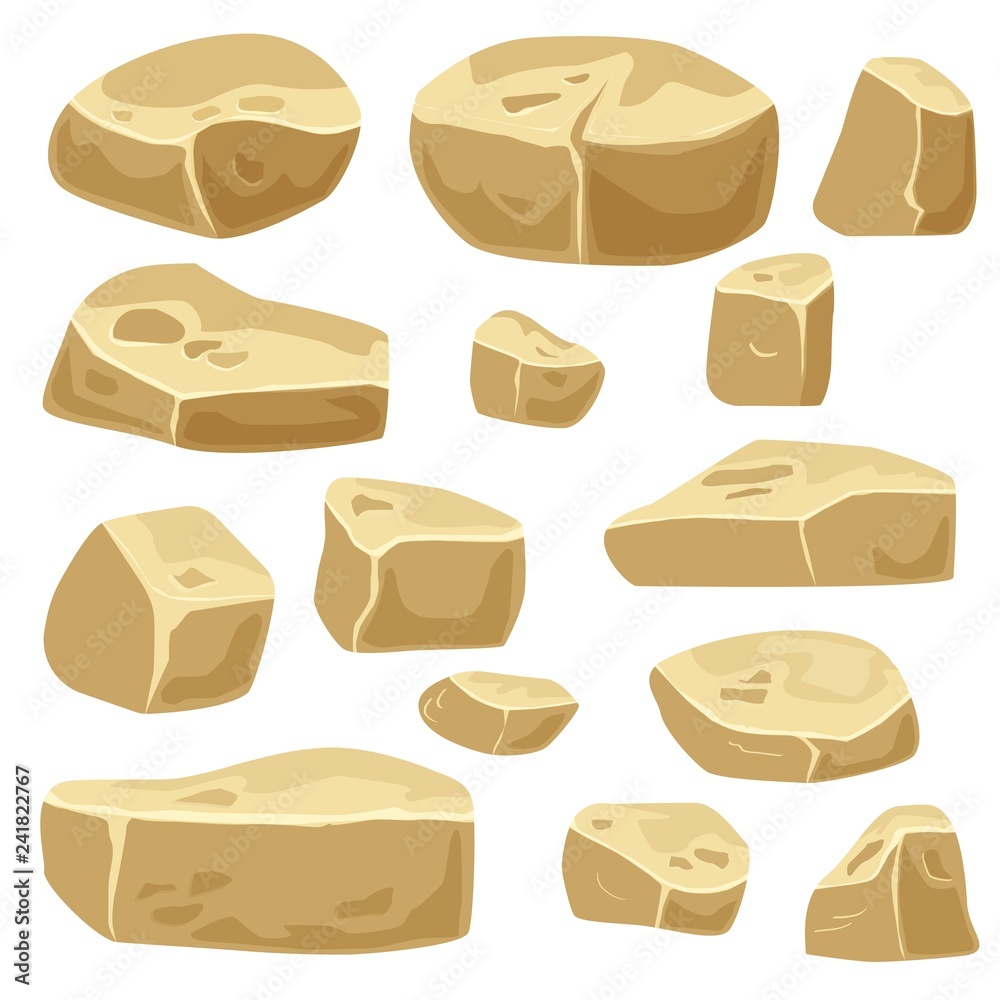 Set of desert stones for game art. Rocks isolated Set of desert stones for game art. Rocks isolated