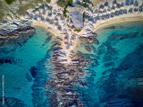 Beautiful beach top aerial view drone shot