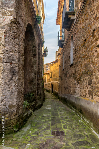 Street in a Medieval Village in the Mountains of Southern Italy