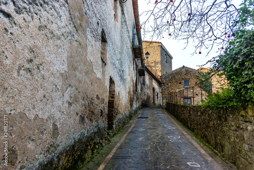 Fototapeta Naklejka Na Ścianę i Meble -  Street in a Medieval Village in the Mountains of Southern Italy