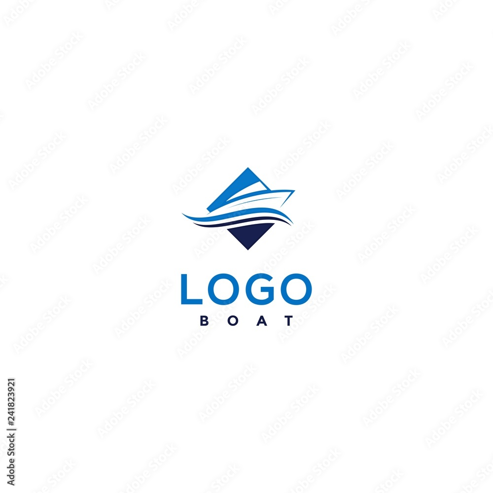 Design vector logo, square icon and boat