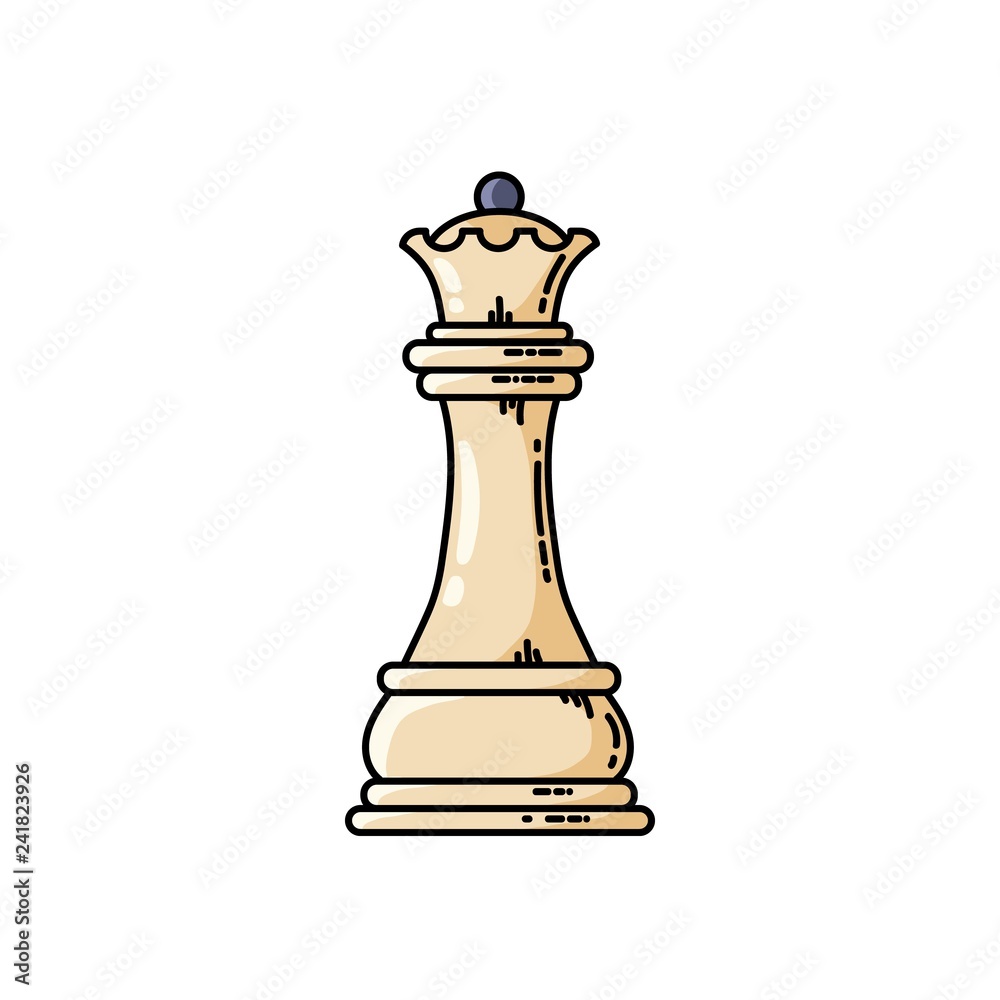 Chess white queen vector flat isolated icon Chess white queen vector flat isolated icon