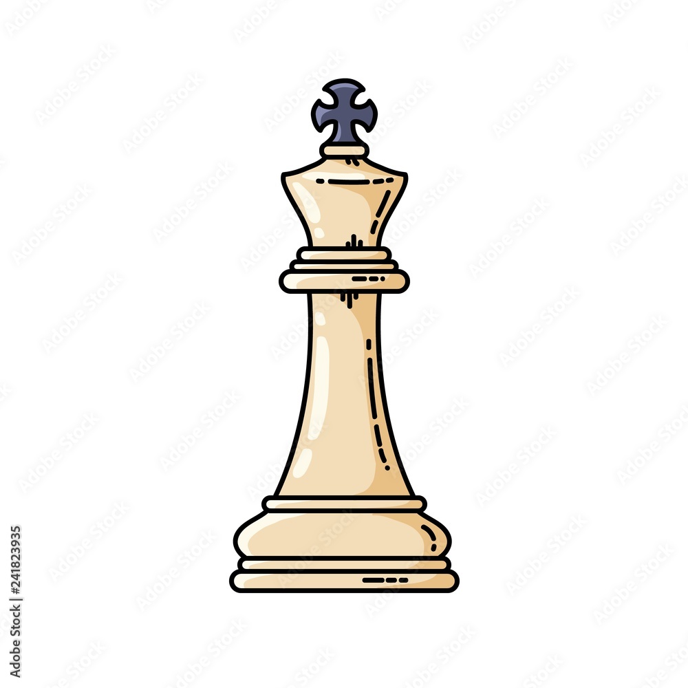 Chess white king vector flat isolated icon