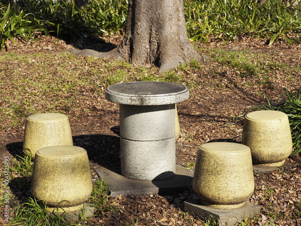 Fototapeta premium table and chairs in the park