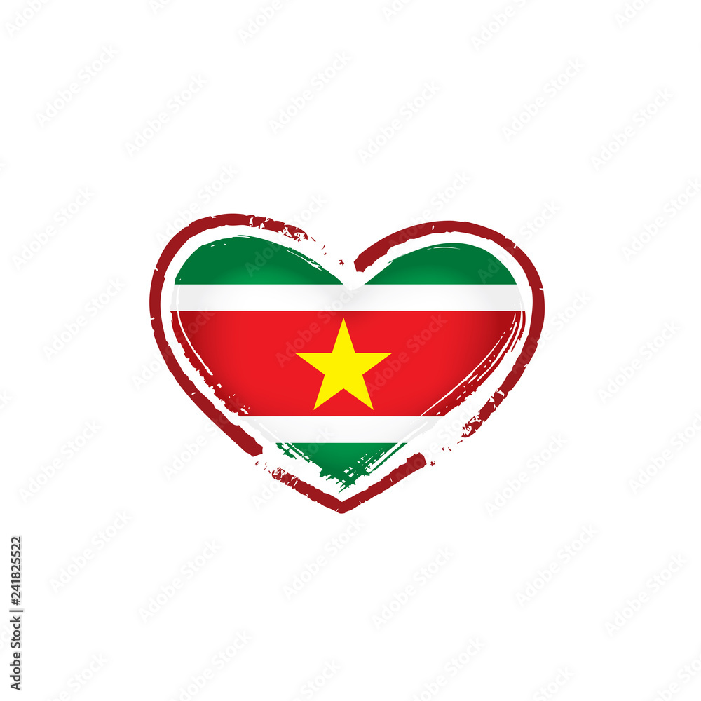 Suriname flag, vector illustration on a white background Suriname flag, vector illustration on a white background