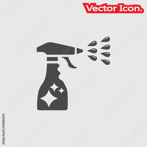 Cleaning spray bottle icon isolated sign symbol and flat style for app, web and digital design. Vector illustration.