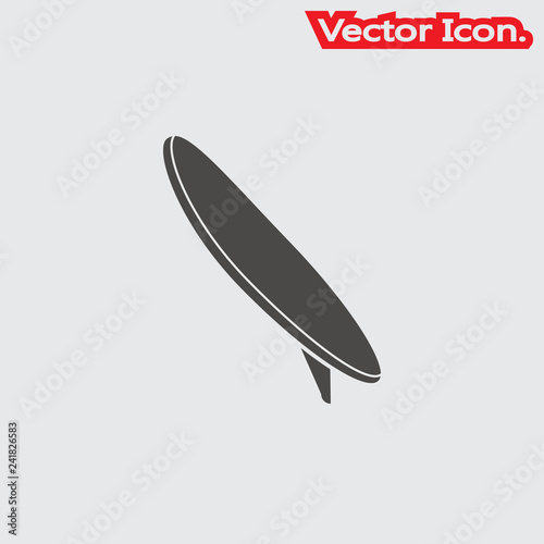 Surfboard icon isolated sign symbol and flat style for app  web and digital design. Vector illustration.