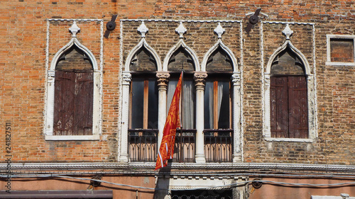 Murano, Venezia, Italy. Details of the windows of the traditional houses in Murano island