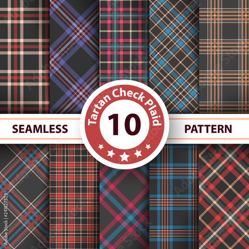 Classic tartan, Merry Christmas seamless patterns.