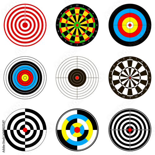 Vector illustrations with dartboards for darts game for your design