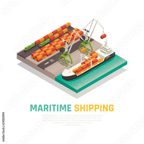 Maritime Shipping Isometric Composition