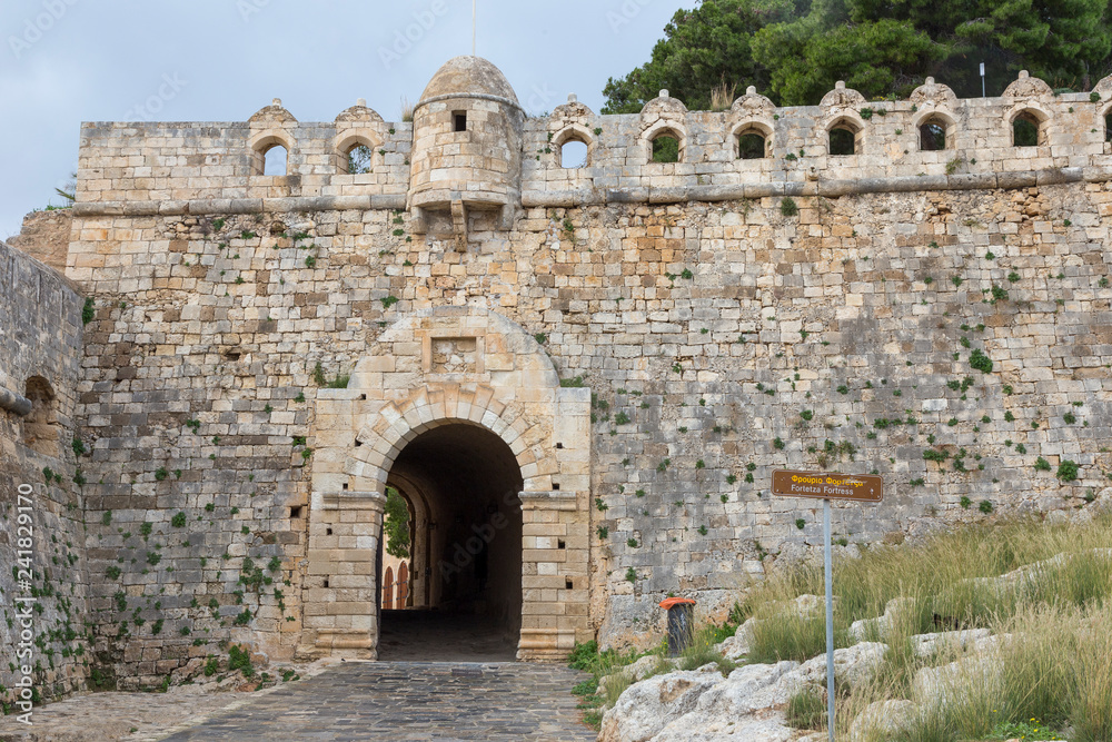 Rethymno Greece, 12-13-2018. Historic Venetian fortress in Rethymno Crete, Greece.